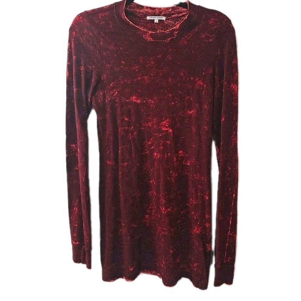 Cotton Citizen Tie Dye Ribbed Long Sleeve Red Dress Size Small Made In USA